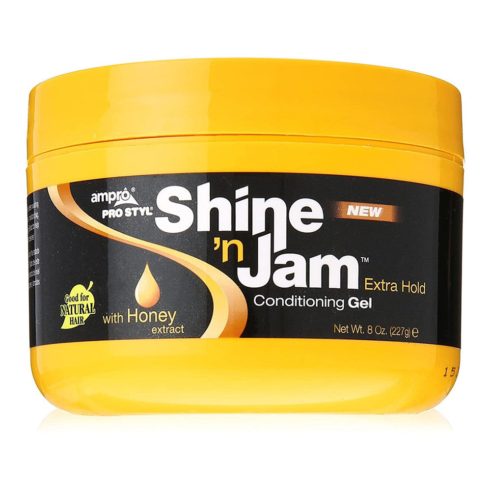 Ampro Shine N Jam Conditioning Gel For Hair, Extra Hold With Honey Extract, 8 oz